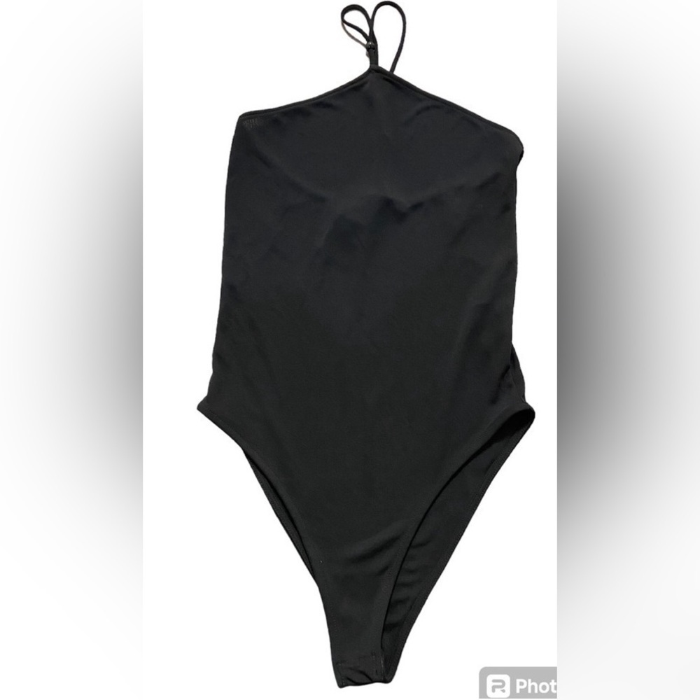 NWOT - Zara High Neck Halter Bodysuit with Beaded Detail in Black- Size L